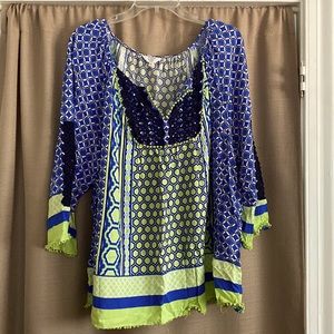 Crown & Ivy navy and green dress shirt 3X